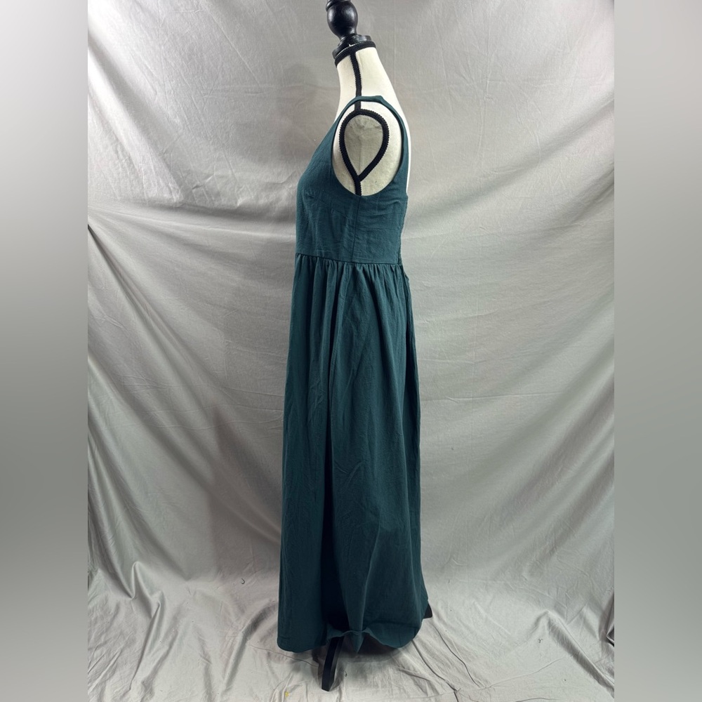 Cotton Sleeveless Tank A- Line Dress Green - Picture 10 of 11